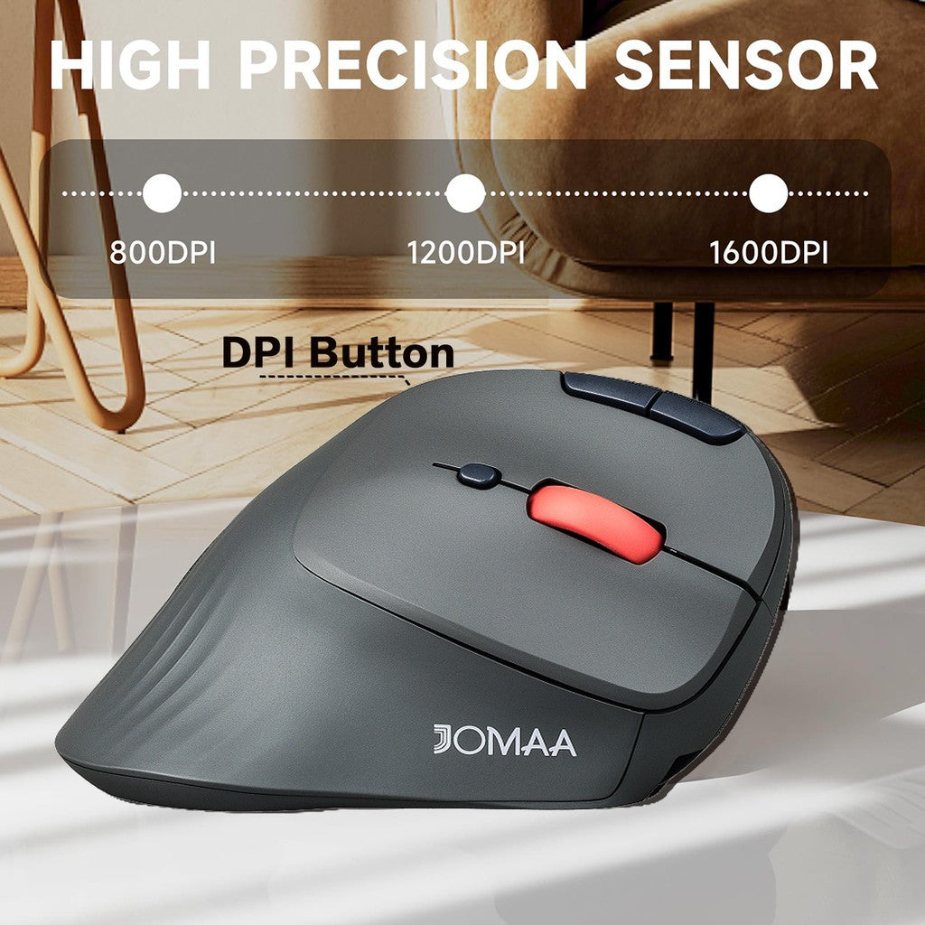 JOMAA Bluetooth + 2.4G Wireless Trackball Mouse, Silent Ergonomic Roller Ball Mice, Vertical Thumb Mouse, 2 Device Connection