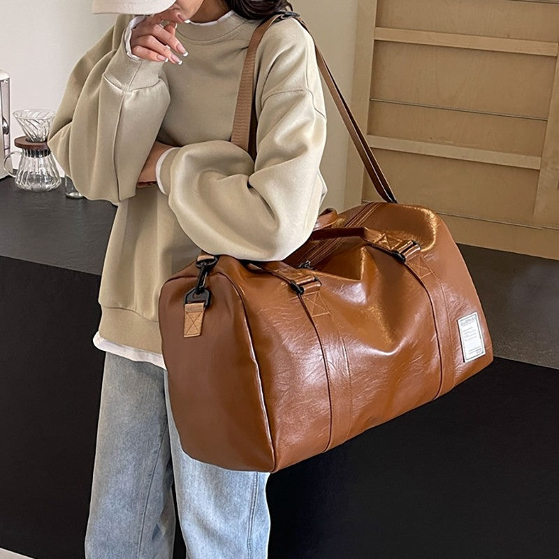 PU Travel Duffel Bag Waterproof Luggage Handbag with Shoes Pocket Weekender Overnight Daypack Dry Wet Sports Shoulder Tote Pack