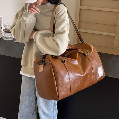 PU Travel Duffel Bag Waterproof Luggage Handbag with Shoes Pocket Weekender Overnight Daypack Dry Wet Sports Shoulder Tote Pack