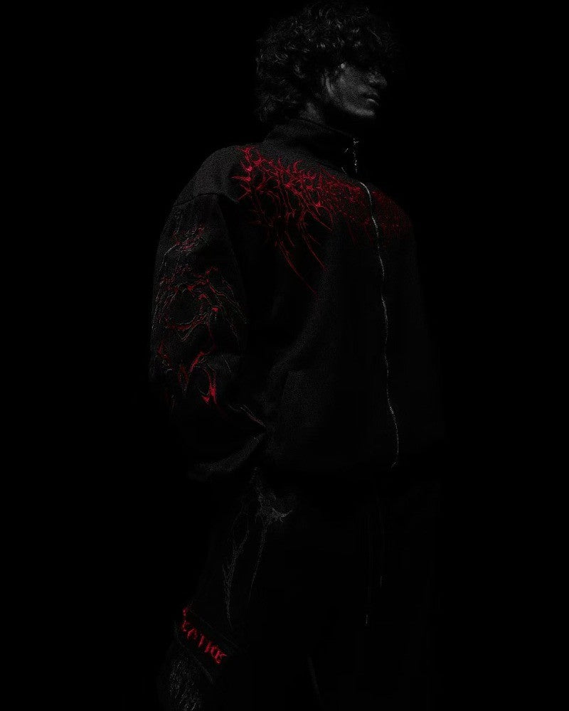 American Gothic Harajuku dark style fashion men jacket Y2K high street casual personality clothing oversized trendy sportswear