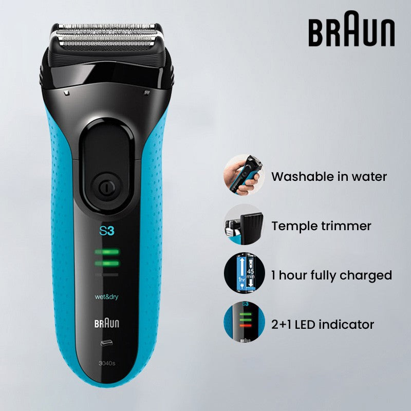 Braun Electric Shaver 3 Series ProSkin 3040S 3010S Reciprocating Shaver For Men Shaving Machine With Trimmer 100-240v