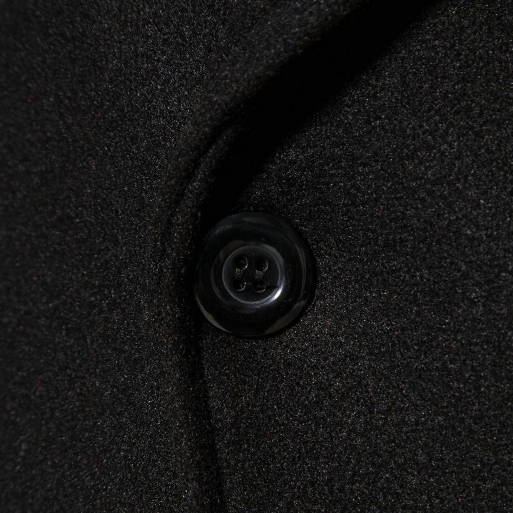 Men Overcoat Double-breasted Slim Fit Mid Length Long Sleeve Thick Windproof Warm Soft Cardigan Buttons Lapel Men Long Coat