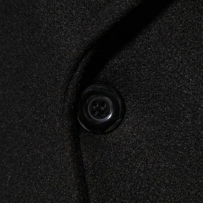 Men Overcoat Double-breasted Slim Fit Mid Length Long Sleeve Thick Windproof Warm Soft Cardigan Buttons Lapel Men Long Coat