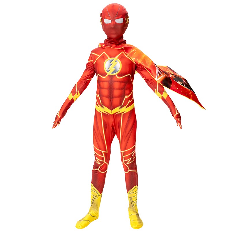 Flash Adult Children Cosplay Costumes Superhero Jumpsuit Including Headgear Halloween carnival Dressing Up
