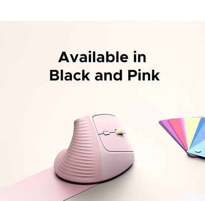 Mouse Sem Fio Vertical UGREEN 2.4G Ergonômico 4000DPI 6 Botões Silenciosos para MacBook, Tablet, Notebooks, Computador, PC, Mouse Preto e Rosa