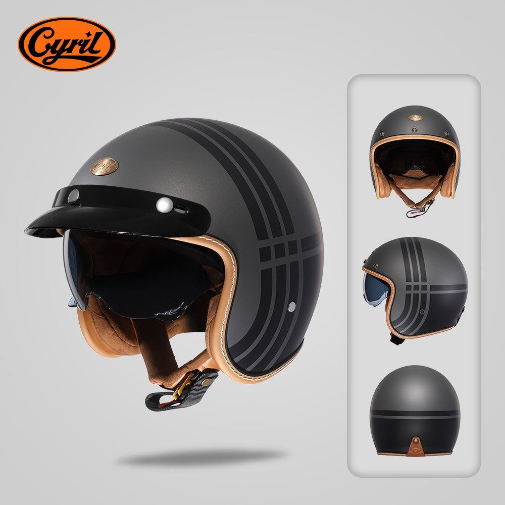 Capacetes Cyril para Motocicletas Acessórios 3/4 Abertos Leves Certificado DOT Segurança Retrô Cascos Moto Capacete