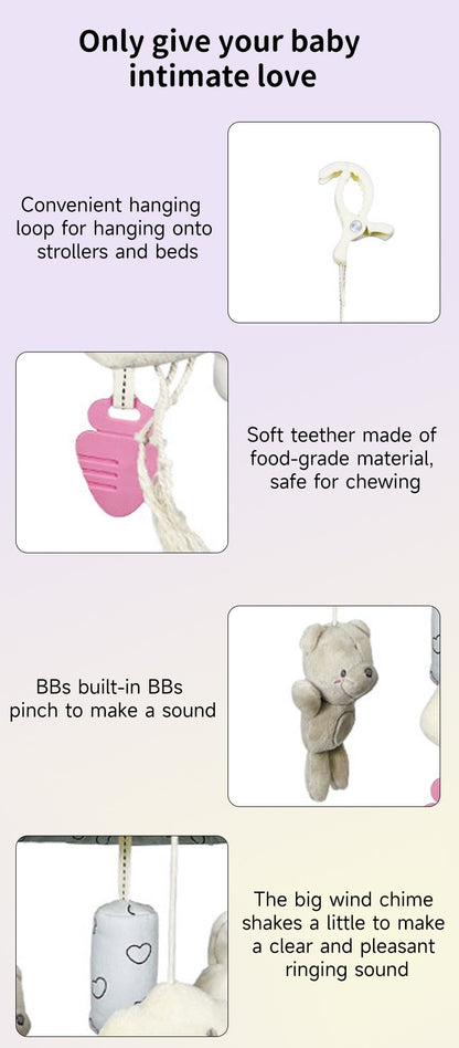Chocalhos de Bebê Sensoriais Pendurados Brinquedo de Aprendizagem Bichos de Pelúcia Macios Chocalho de Bebê Recém-nascido Brinquedos de Carrinho Multifuncionais Presentes para 0-24 Meses