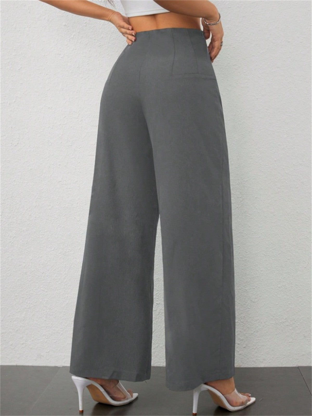 Women Elegant Wide Leg Pant 2025 Fashion New In High Waist Solid Trousers Office Lady French Pants Female Casual Street Clothing