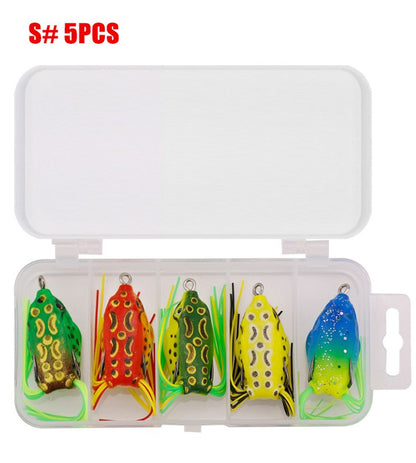 WEIHE 5pcs/15pcs iscas de pesca de sapo combo kit de iscas de pesca macias caixa de equipamento kits de pesca sapos de PVC unidade