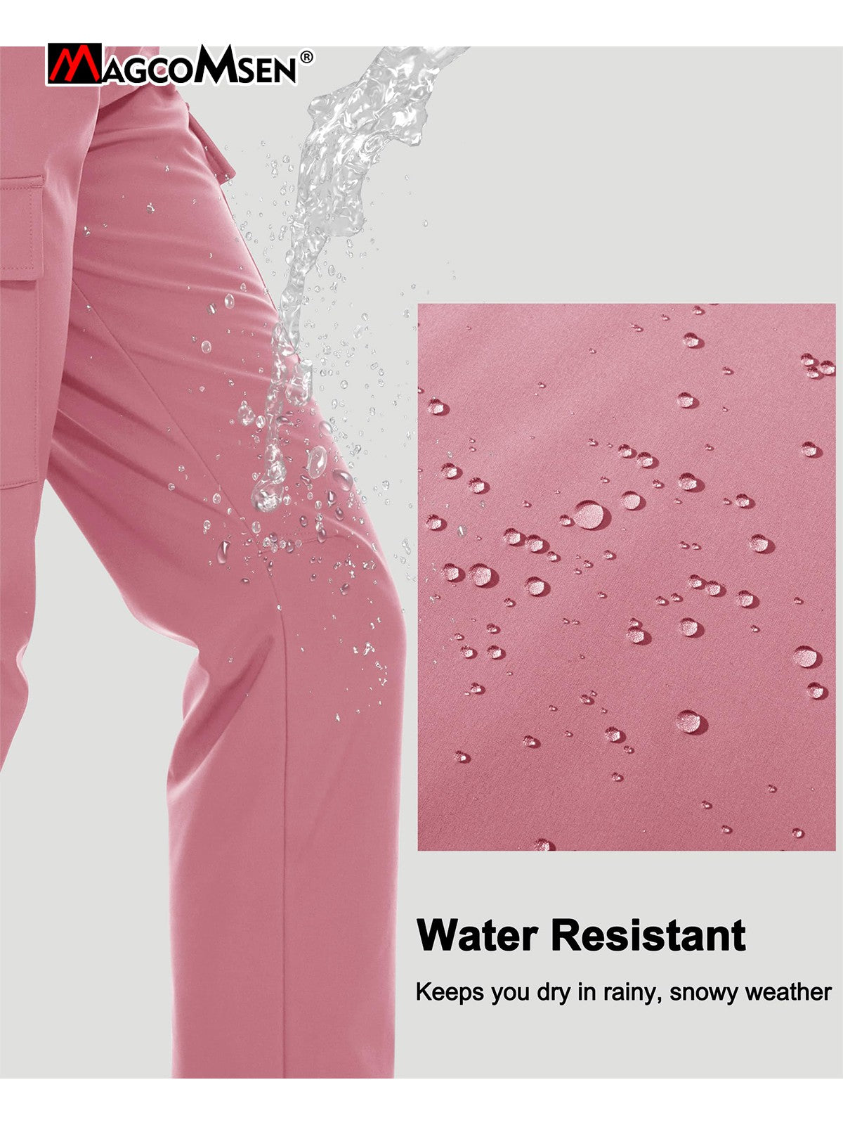 MAGCOMSEN Women's Softshell Pants Fleece Lined Winter Hiking  Ladies Pants Snow Ski Trousers Waterproof Ripstop Warm Cargo Pants