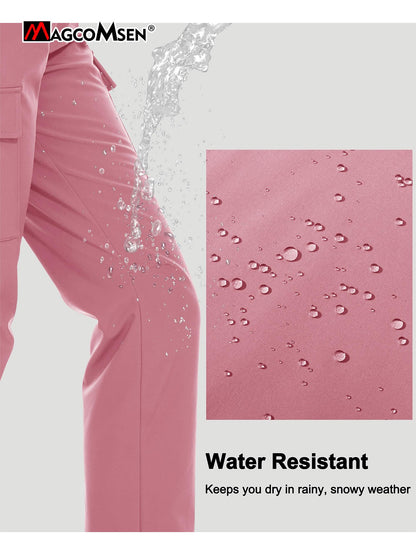 MAGCOMSEN Women's Softshell Pants Fleece Lined Winter Hiking  Ladies Pants Snow Ski Trousers Waterproof Ripstop Warm Cargo Pants