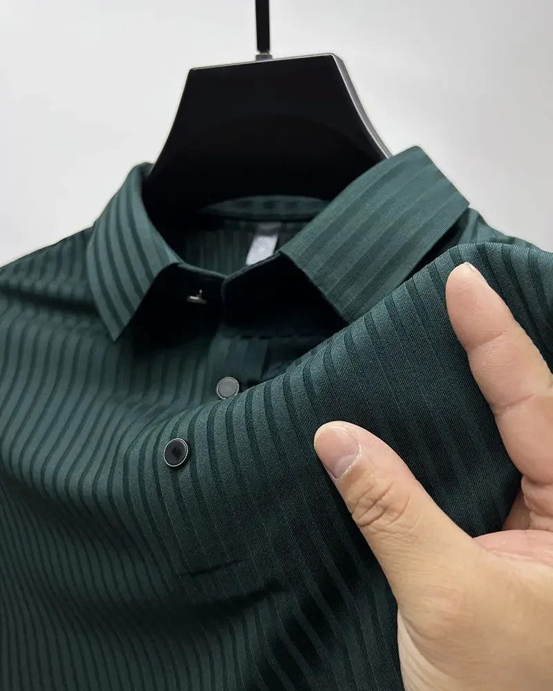 Men's Ice Silk Polo Shirt, Lapel, Hollow, Short-Sleeved, Breathable, Business Fashion T-Shirt, Men's Brand Clothing, Summer, New