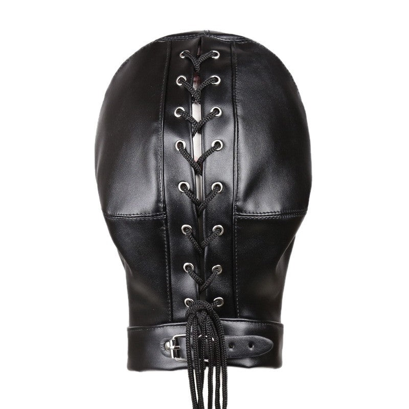 Unisex Latex Hood Mask Sexy Men Women PU Leather Masks Cosplay Flirting Tail Chest Strap Headwear Cosplay Sexy Accessory