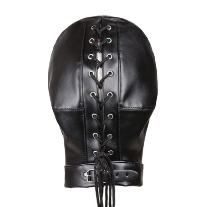 Unisex Latex Hood Mask Sexy Men Women PU Leather Masks Cosplay Flirting Tail Chest Strap Headwear Cosplay Sexy Accessory
