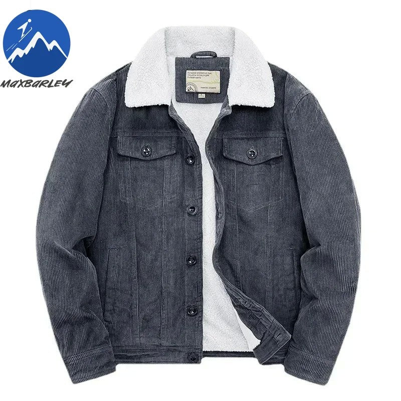 Male Cotton Jackets Padded Warm Loose Parka Coat Corduroy Short Jacket Man Solid Fur Collar Windbreaker Winter Men Fleece Jacket