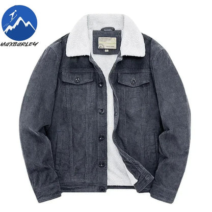 Male Cotton Jackets Padded Warm Loose Parka Coat Corduroy Short Jacket Man Solid Fur Collar Windbreaker Winter Men Fleece Jacket