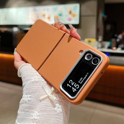 For Samsung Galaxy Z Flip 7 FE 6 5 4 3 5G Luxury Leather Case Shockproof Soft TPU Folding Phone Cover For Samsung Z Flip5 Flip6