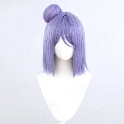 Perruque de Cosplay Konan HSIU, cheveux synthétiques courts violets de 40CM, résistants à la chaleur + bonnet de perruque