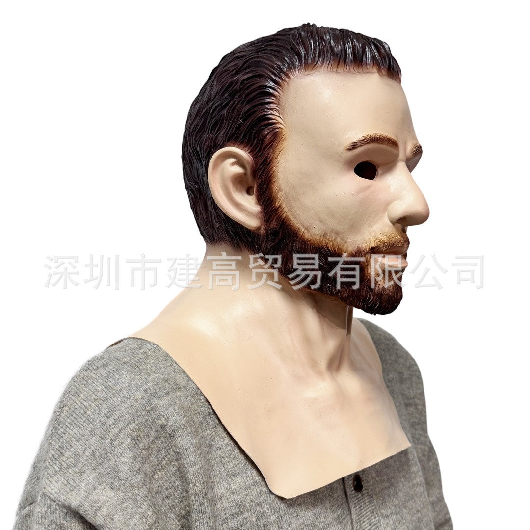 Old Man Mask Full Head Realistic Grandpa Face Wig Scary Elderly Costume For Halloween Party Centerpiece Home Display For Adults