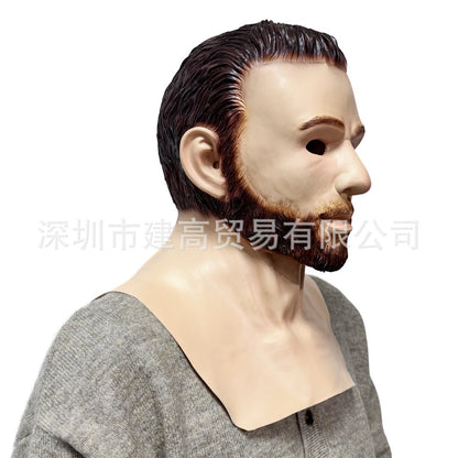 Old Man Mask Full Head Realistic Grandpa Face Wig Scary Elderly Costume For Halloween Party Centerpiece Home Display For Adults