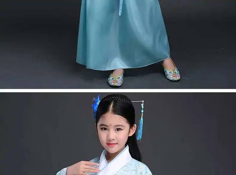 Hanfu Chinese Costume Girls Children Kimono Traditional Vintage Ethnic Fan Students Dance Halloween Japanese Yukata Kimono Style