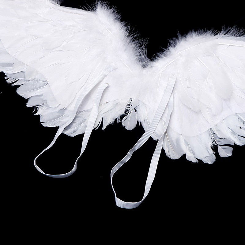 Asas Brancas de Anjo de Pena para Crianças e Adultos, Varinhas Mágicas, Acessório de Cabelo (Halo) para Cosplay, Alças Elásticas, Adereços de Casamento, Halloween e Aniversário