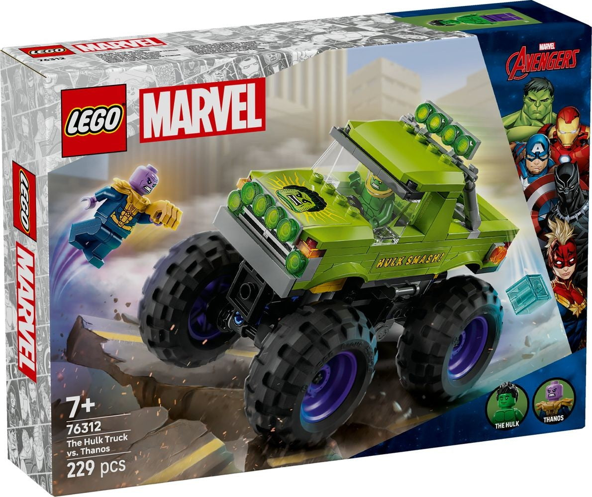 LEGO, Marvel, 76312, Batalha do veículo off-road do Hulk, Thanos, brinquedo de bloco de montar infantil, presente