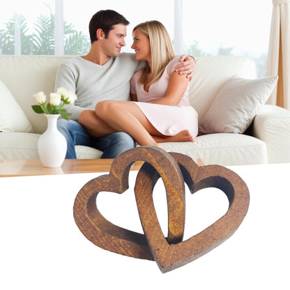 Warm and Romantic Wooden Double Heart Chain Ornaments Valentine's Day Wedding Engagement Proposal Celebration Ornaments Living Room Bedroom Desktop Ornaments Holiday Gifts