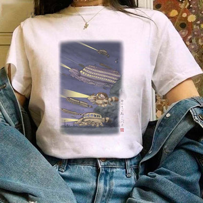 Miyazaki Hayao Kawaii T-shirt Graphic Tshirt Clothes Fashion Totoro Studio Ghibli Cute Anime T Shirt Women Harajuku