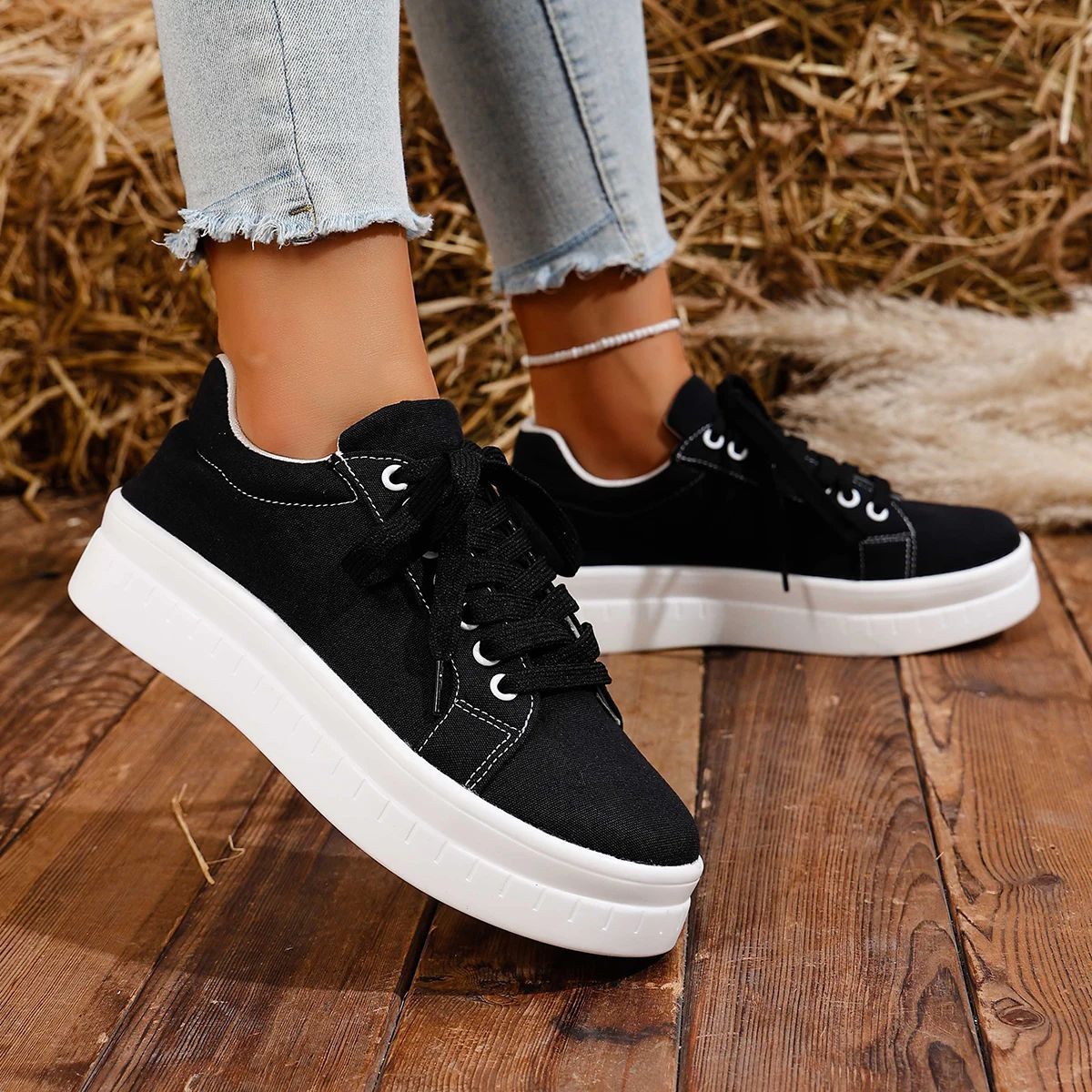 Tênis Feminino 2025 Nova Moda Casual Sapatos Femininos Tênis Designer de Verão Feminino Cadarço Plataforma Esporte Sapatos Feminino