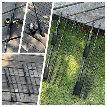 Vara De Pesca De Fibra De Carbono 1.8M/2.1M Vara De Viagem Portátil, Anel Guia De Cerâmica Requintado E Suave, Punho De Eva De Alta Densidade