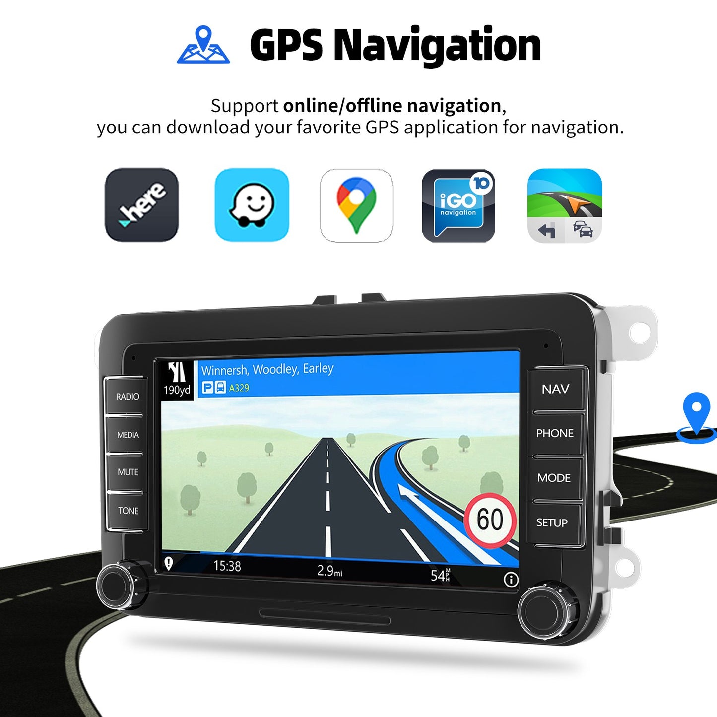 7" Car Stereo Android 14 For VW Volkswagen Jetta Passat Golf MK5 MK6 Apple Carplay GPS Navigation FM Radio WiFi SWC Head Unit BT