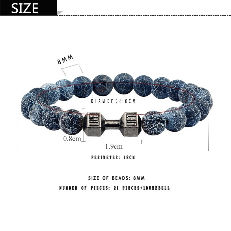 Pulseira Feminina/Masculina Ajustável Desgastada Preta, com Contas, Haltere, Joias de Yoga, Braceletes Originais