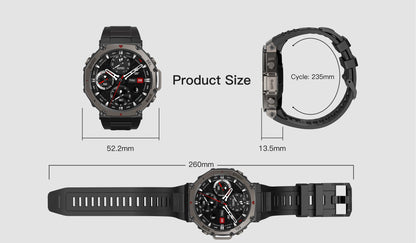 Novo Smartwatch Militar GPS de Banda Dupla T-Rex 3 Pro 48mm Resistente à Água 10ATM Bateria de 500mAh Bússola Altímetro AGPS
