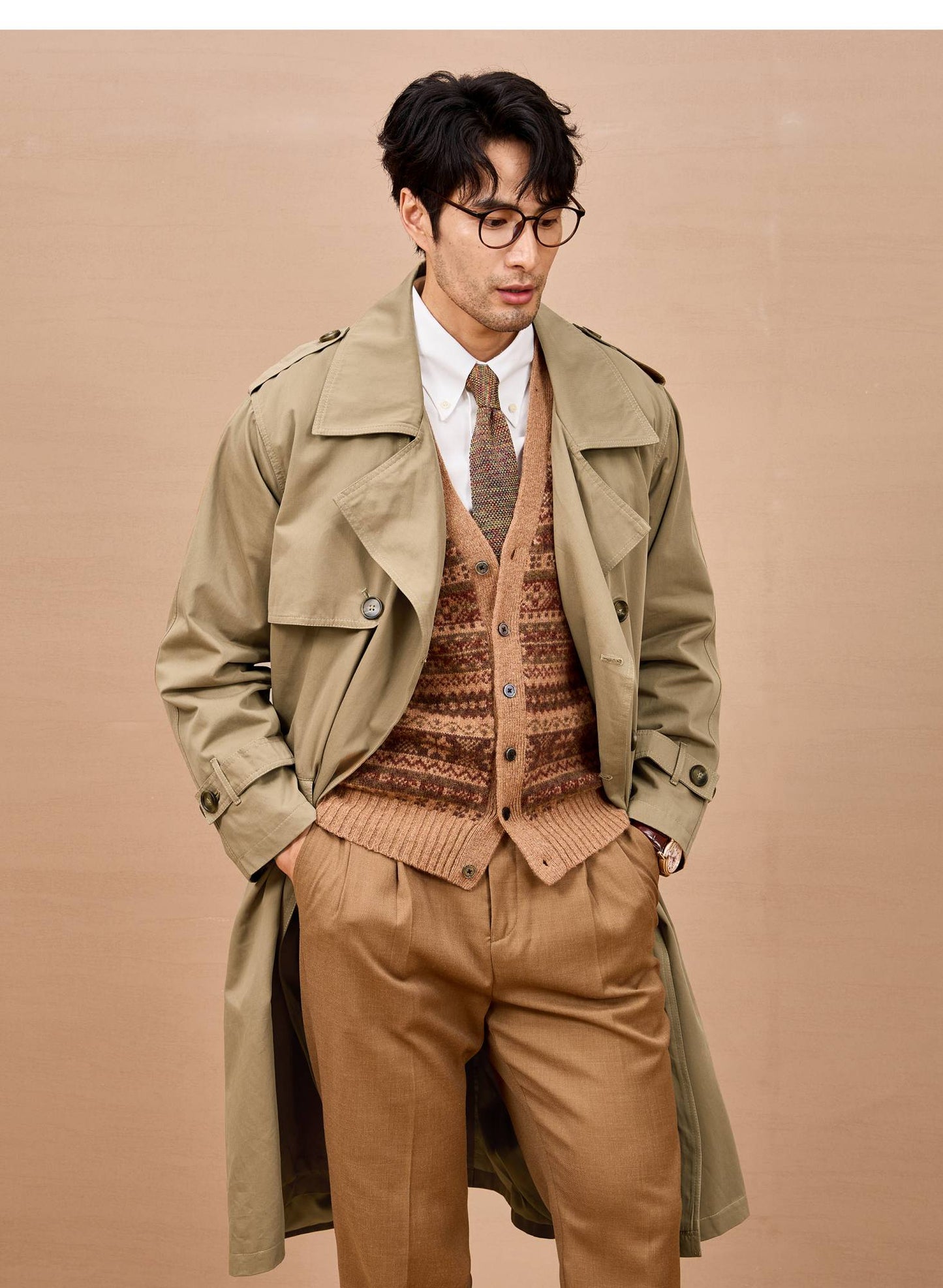 Mauroicardi Spring Autumn Long Black Khaki Trench Coat Men Shoulder Pads Double Breasted Chic British Style Fashion Clothes 2025