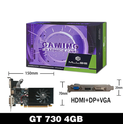 MLLSE GT730 4GB GT740 4GB Placa de Vídeo GDDR3 128Bit DVI VGA PCI-E 3.0 Geforce GPU Gt 730 Placa de Vídeo para Jogos