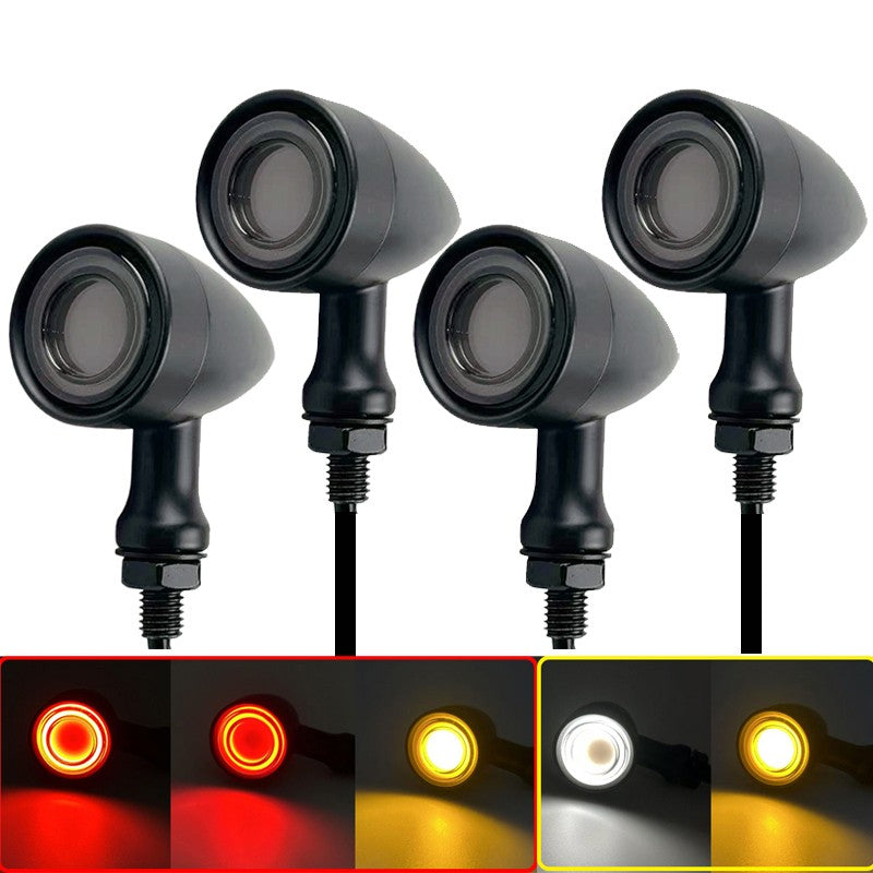 Front Rear LED Motorcycle Bullet Indicator Turn Signal Light 3 in 1 Running Brake Taillight Retro Integrated Light For Harley