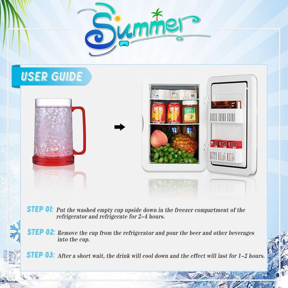 Canecas de Cerveja de Parede Dupla com Gel Congelante, Canecas de Uísque Transparentes com Alça para Bar e Copos de Bebida para Uso Externo