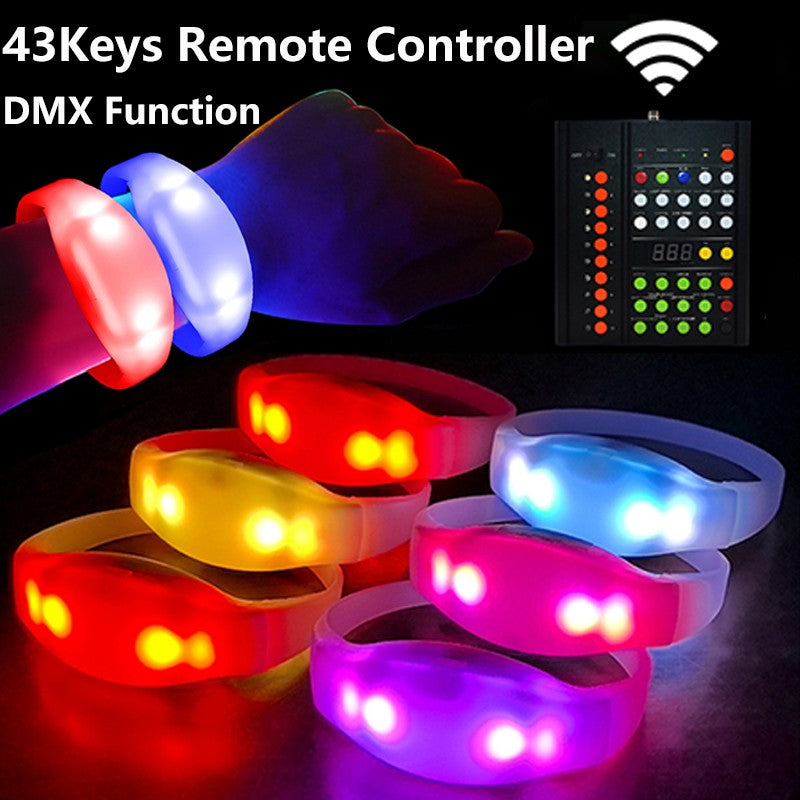 43Keys 1000 Meters 10 Area 15 RGB Remote Controller DMX Function LED Bracelets 100/2000PCS Wristband Wedding Party