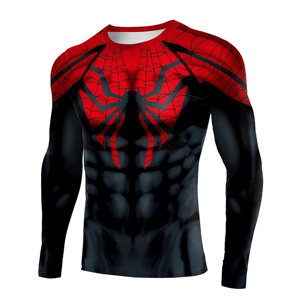 Mens Compression Shirts Long Sleeve Comics Spider Cosplay T-Shirt Superhero Tops Elastic Fitness Sportwear Halloween Clothes
