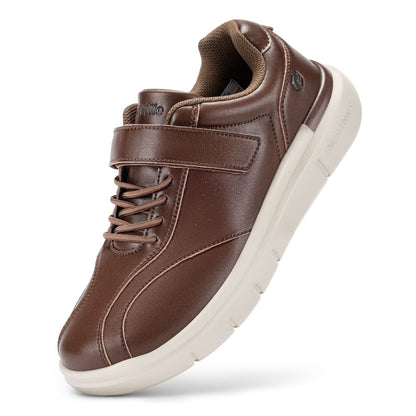 Fittington Diabetic Shoes For Men Extra Wide Width Velcro Walking Shoes Water-Repellent Slip On Leather Sneakers For Diabetic S