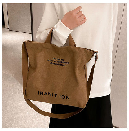 Japanese Canvas Men's and Women's Simple Cross-body Bag Wash Canvas Thick Handbag Large Capacity Arts Students Package Satchel