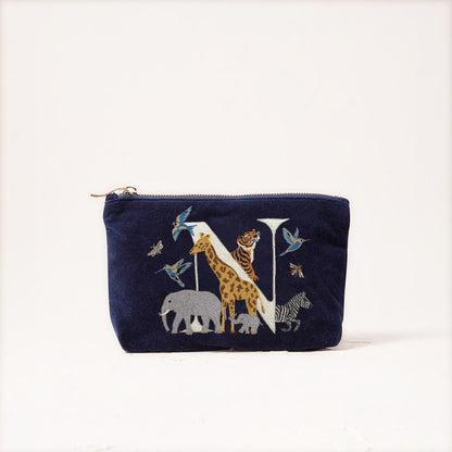 Cute Animal Letter Print Velvet Clutch Makeup Bag - Fashionable And Stylish Cosmetic Pouch for Women