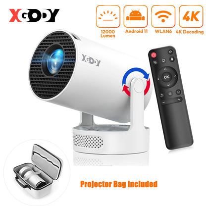 XGODY Projector Beamer Gimbal 3S 4K Wifi6  Short Throw Projector Android11 ??260 ANSI Dual WIFI BT5.0 1280*720P Home Theater