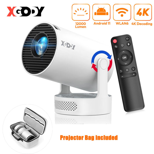 XGODY Projector Beamer Gimbal 3S 4K Wifi6  Short Throw Projector Android11 ??260 ANSI Dual WIFI BT5.0 1280*720P Home Theater