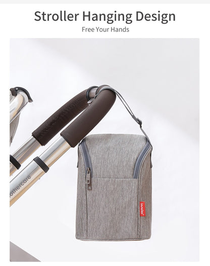 New Portable Mother Feeding Bottle Bag Heat Insulation Lunch Bags Leak-proof Breast Milk Cooler Bag with Stroller Hanging Design