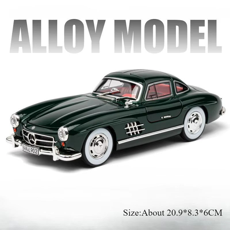 1:24 300SL W140 Carro de Brinquedo Modelo de Liga Fundido com Luz e Som, Carroceria Aberta, Modelos em Miniatura, Brinquedos Clássicos de Presente para Meninos
