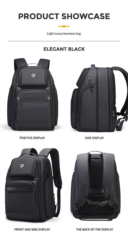 Fenruien Men 36L Business Backpack USB Waterproof  Multi Pocket Backpacks Fit 17.3 Inch Laptop