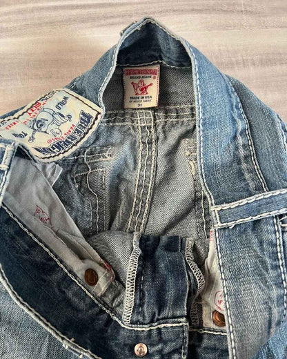 Vintage Y2k Buddha Embroidered Jeans for Men Clothing Casual High Street Straight and Versatile Men Jeans Baggy Men Pants