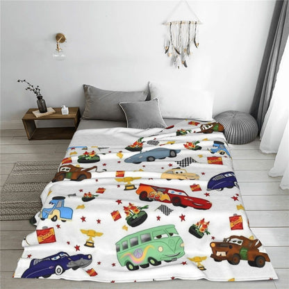 Cobertor Carros Relâmpago McQueen "A Vida É Uma Estrada" Cobertor Aveludado Respirável Super Quente para Cama Sofá Manta Fina de Pelúcia